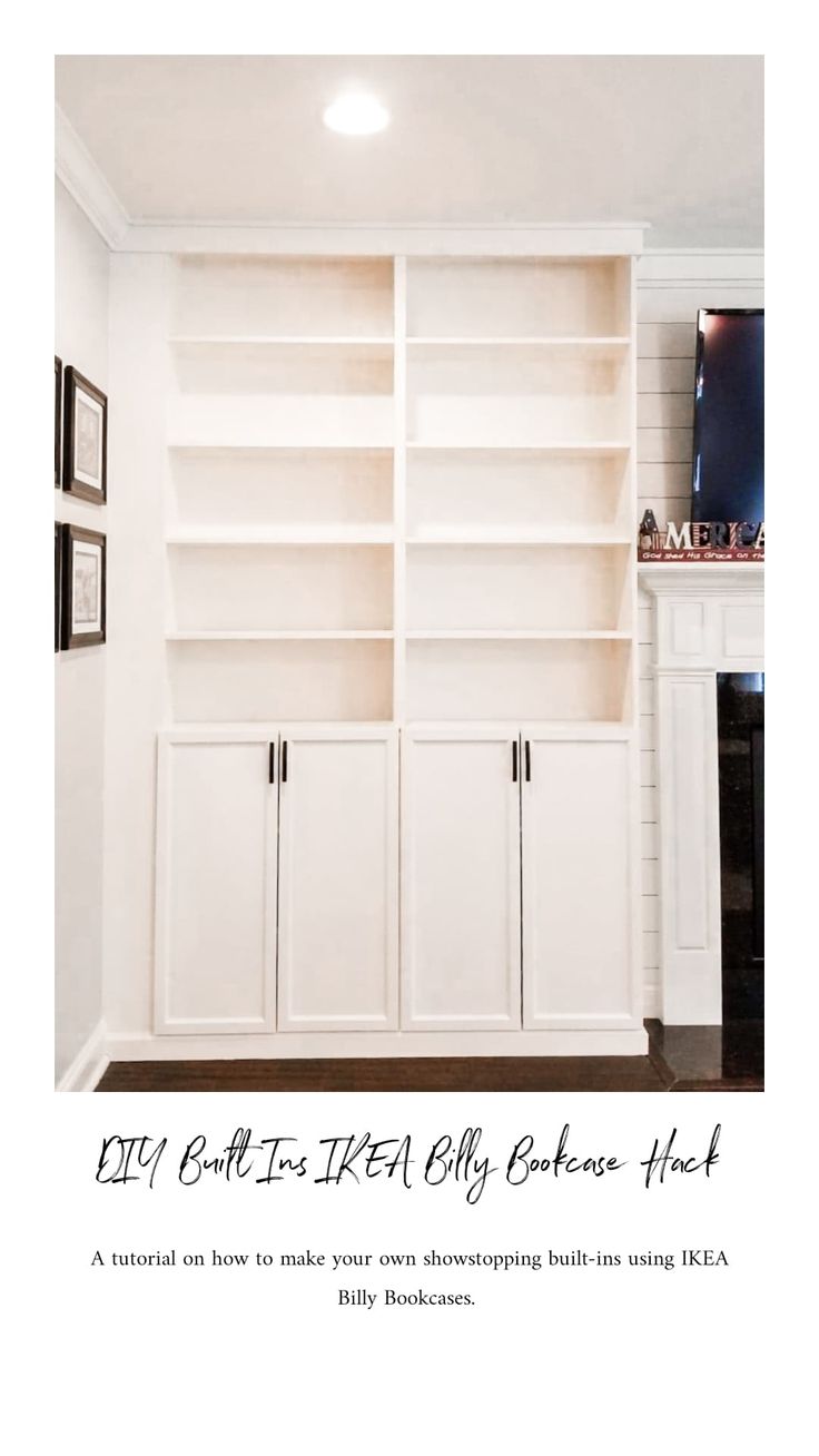 a white bookcase with doors and drawers