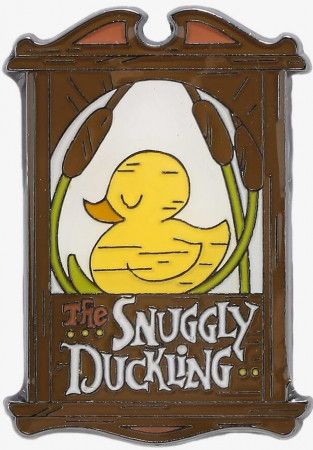 the snuggly duckling logo is shown in brown