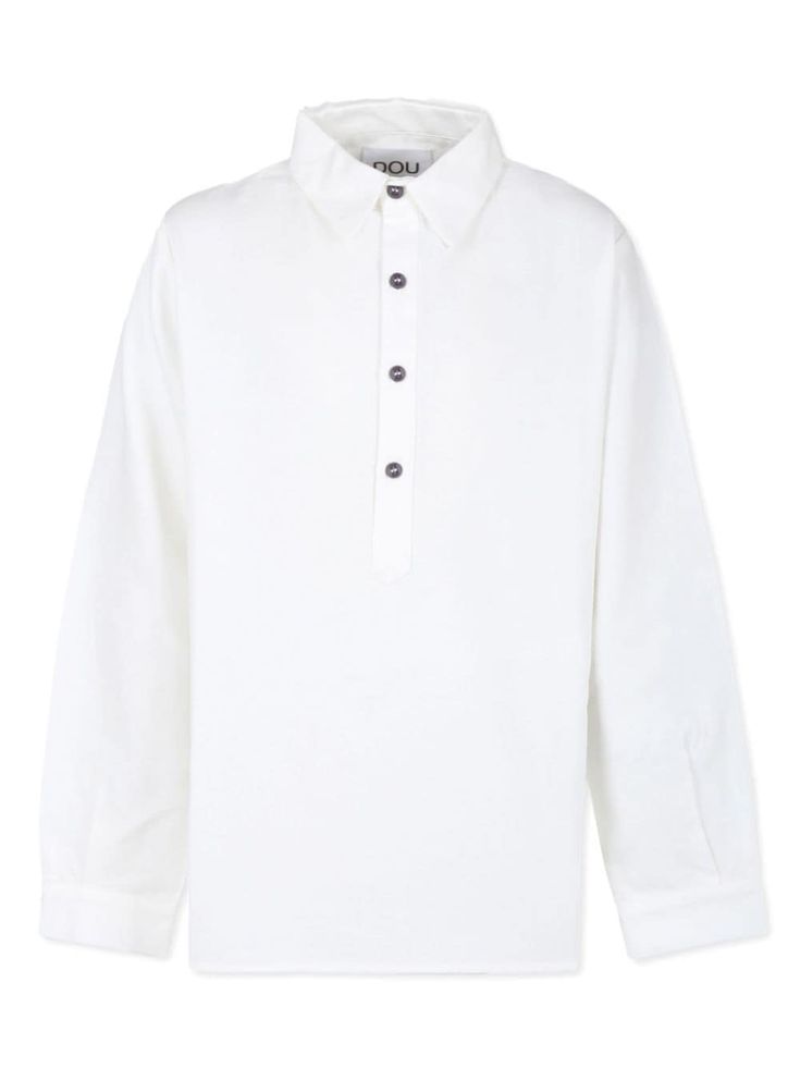 white cotton classic collar short front button fastening buttoned cuffs logo patch to the rear long sleeves straight hem Dress With Jean Jacket, Versace Sweatshirt, Baby Boy Accessories, Margiela Shoes, Dolce And Gabbana Kids, Versace Shirt, Kenzo Kids, Boys Accessories, Stella Mccartney Kids