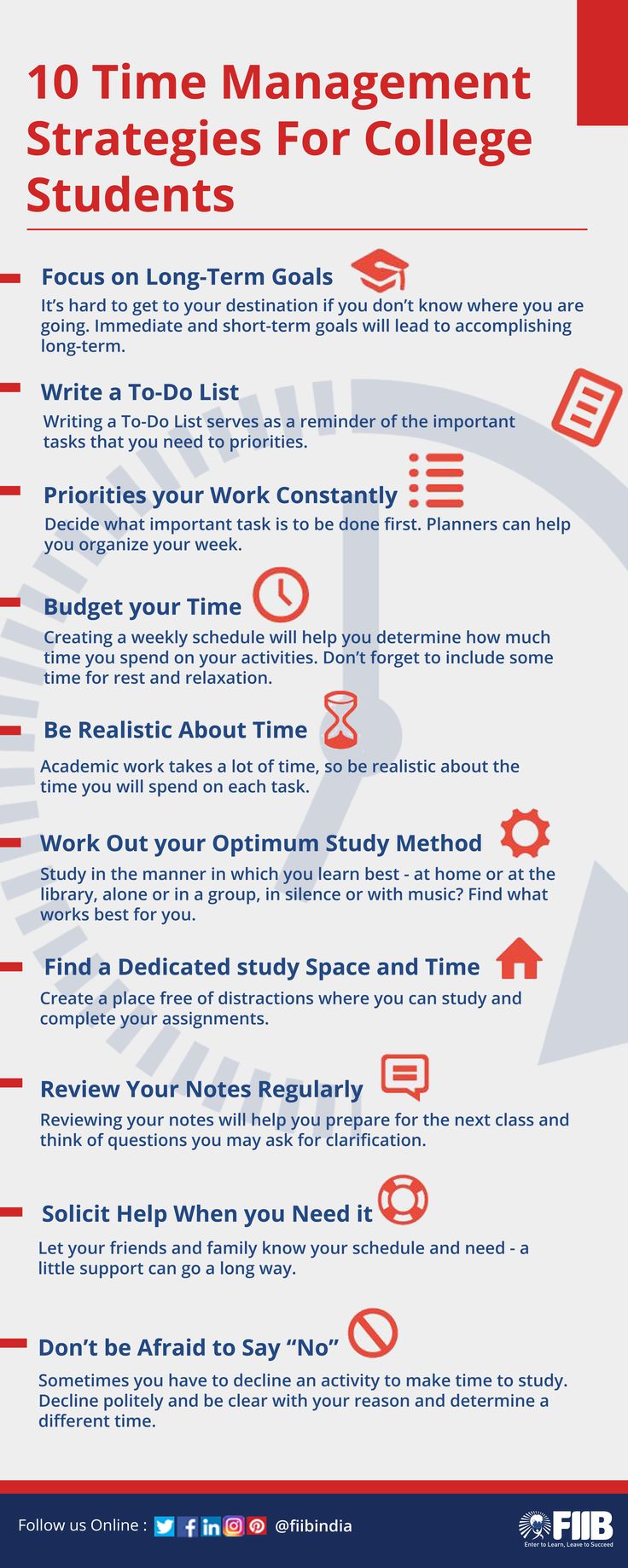 a poster with the words 10 time management strategy for college students on it and an arrow pointing