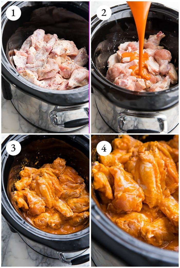 steps to make slow cooker chicken wings in the crock pot with orange sauce