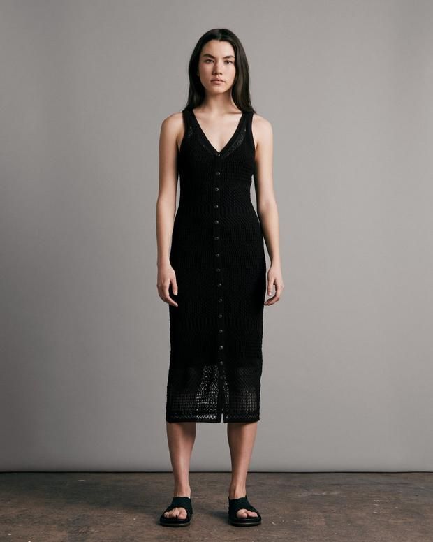 Buy the Mae Vee Midi Dress | rag & bone Bone Dress, Summer Styling, Midi Dress Black, Chunky Sandals, Womens Midi Dresses, Fashion Advice, Rag & Bone, Cotton Dresses, Midi Length