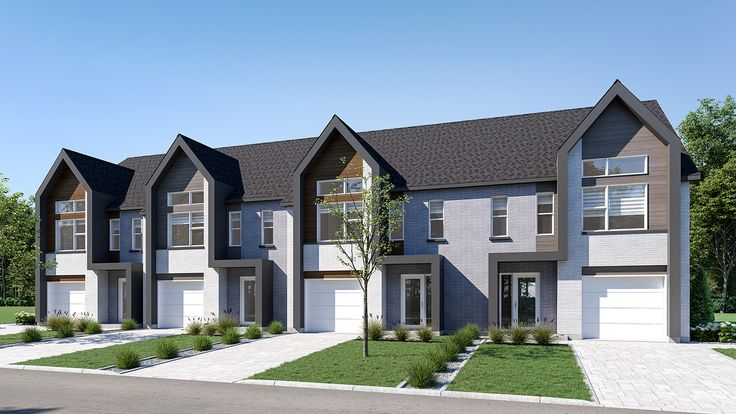 this is an artist's rendering of a row of townhouses with garages