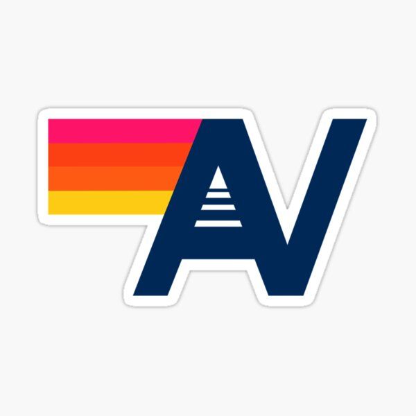 a sticker with the word va on it and a rainbow stripe in the middle