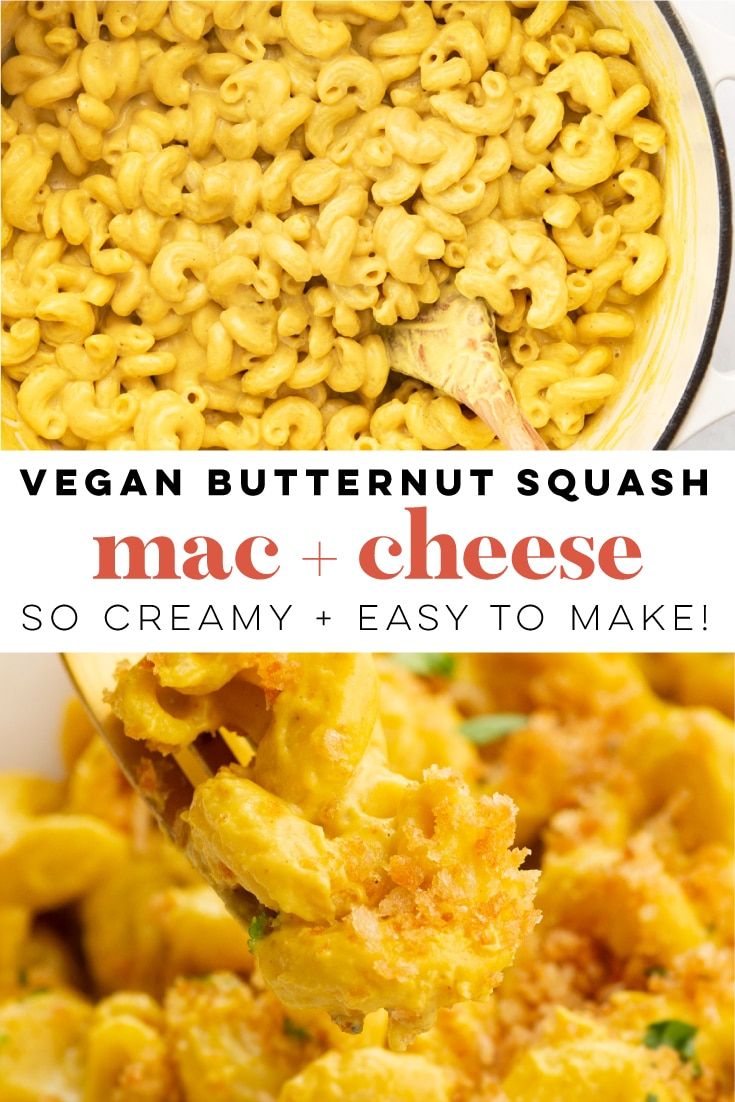 vegan butternut squash mac and cheese is so creamy and easy to make