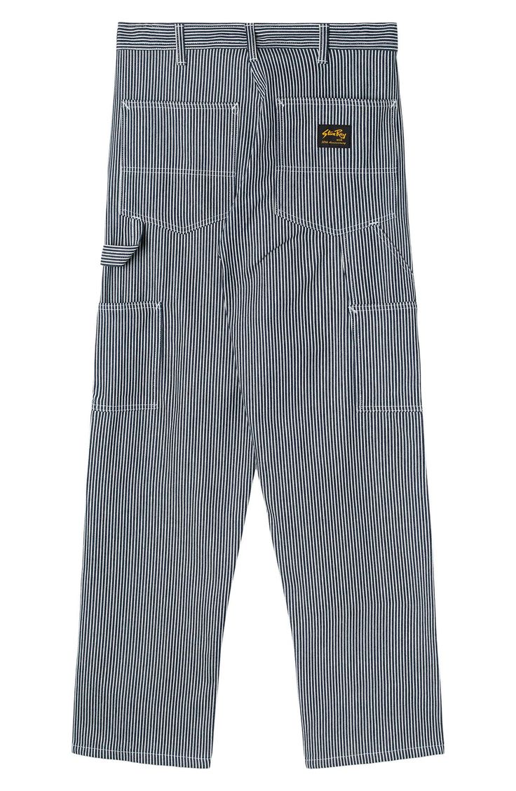 Roomy and relaxed, these American-made pants cut from pinstripe cotton feature plenty of functional tool pockets and a laid-back, everyday vibe. 33 1/2" inseam; 18" leg opening; 13 1/2" front rise; 16" back rise (size 32) Zip fly with button closure Five-pocket style; tool pockets; hammer loop 100% cotton Machine wash, tumble dry Made in the USA Painter Pants, Painters Pants, American Made, Painter, Straight Leg, Nordstrom, Pants, Trousers