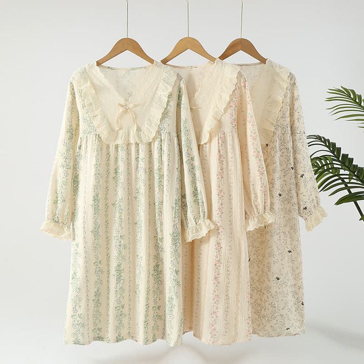 Experience elegance and comfort in our pastoral cotton nightgown, featuring double gauze layers, intricate lace, and bow details, perfect for stylish relaxation. Korean Night Dress, Korean Night, Lace Nightwear, Cotton Nightgown, Pajama Dress, Night Dress For Women, Floral Sleeve, One Piece Pajamas, Home Wear