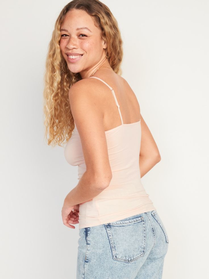 Our First Layer camis are fitted, flattering, soft.  Great outfits start here.  Adjustable spaghetti straps.  Scoop neck.  Soft-washed, lightweight jersey, with added stretch.  @modelsizes 5’9":S | 5'7":L | 5'10":XL @modelsizes We’ve redesigned o Summer Scoop Neck Camisole With Built-in Bra, Summer Camisole With Built-in Bra And Scoop Neck, Fitted Strappy Camisole With Adjustable Straps, Feminine Tank Top With Spaghetti Straps And Built-in Bra, Summer Camisole With Adjustable Wide Straps, Stretch Strappy Camisole With Adjustable Straps, Strappy Stretch Camisole With Adjustable Straps, Trendy Camisole With Built-in Bra And Wide Straps, Bra-friendly Strappy Camisole For Spring