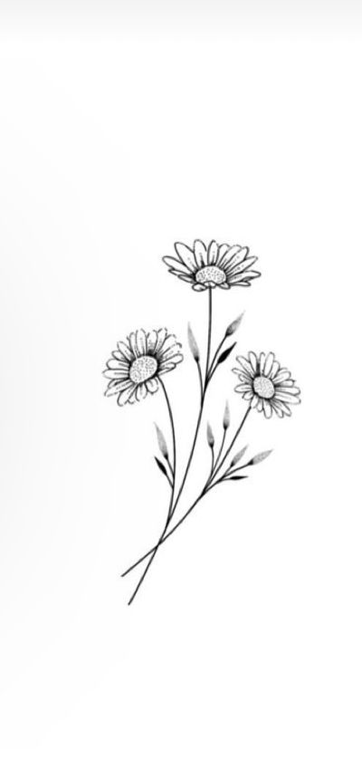 three daisies are shown in black and white on a white background with the words, i