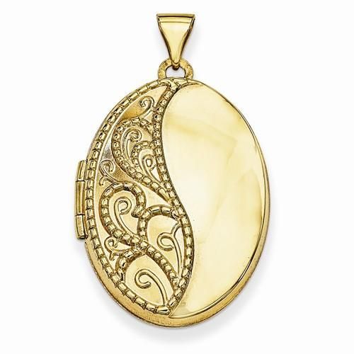 14k Gold 26mm Oval 1/2 Hand Engraved Locket Hand Engraved Jewelry, Watch Locket, Engraved Locket, Oval Locket, Gold Engraving, Locket Charms, Gold Hands, Engraved Necklace, Fine Jewellery Necklace