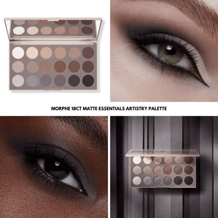 Morphe 18CT Matte Essentials Artistry Palette Morphe 18t Palette Looks, Morphe Palette Looks, Morphe Eyeshadow Tutorial, Morphe 18ct Matte, Morphe Makeup Products, Best Morphe Eyeshadow Palette, Morphe Pallete, Morphe Complexion Pro Face Palette, Morphe 35t