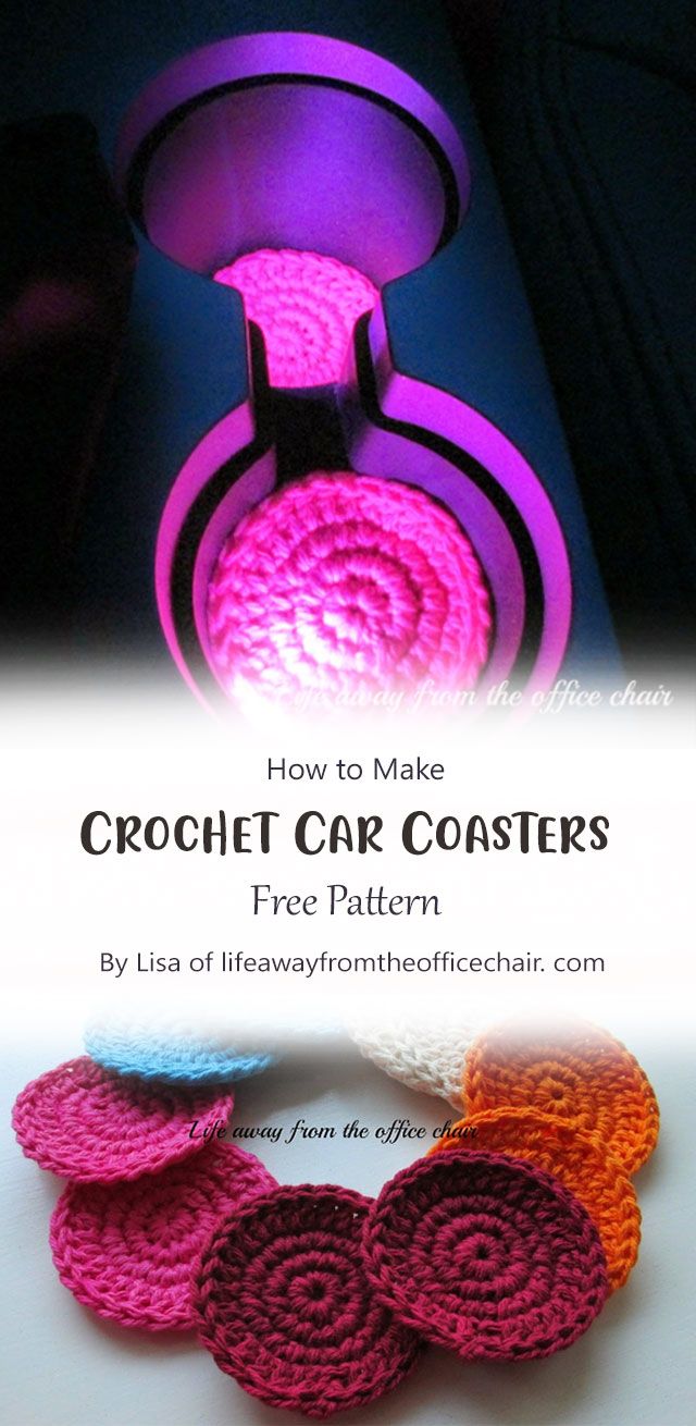 crochet car coasters with the text how to make