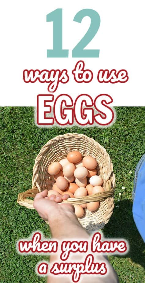 someone holding a basket full of eggs in their hands with the words 12 ways to use eggs