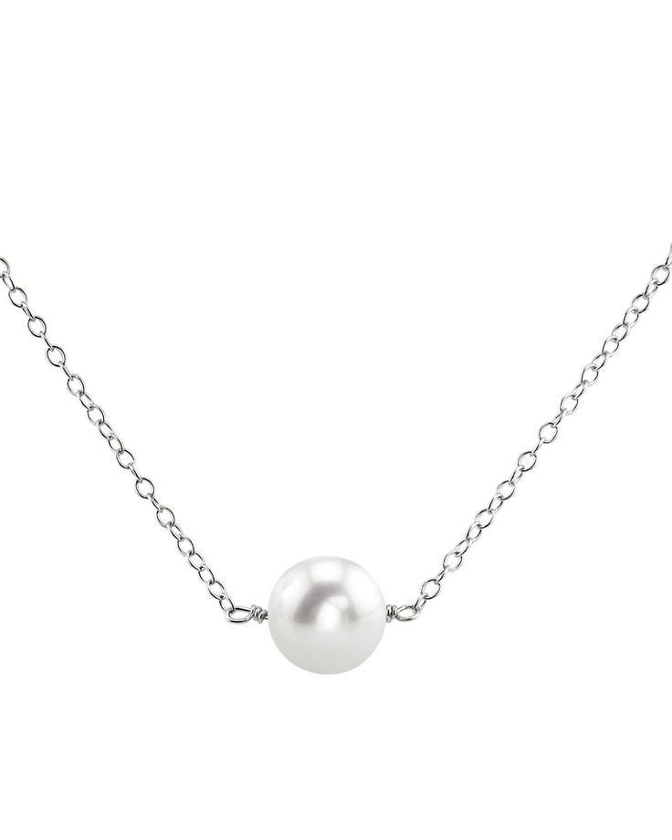 This pendant includes a beautiful 9mm round freshwater cultured pearl that is AAAA quality with 'Very High' luster, our highest grade available. The chain is made of 14K gold, and you have the choice of white gold or yellow gold. The pendant also comes in standard white color, or you can choose to have it in pink freshwater as well. The pieces comes packaged in a beautiful jewelry box for that perfect gift. White Solitaire Necklace With Single Strand, Anniversary White Gold Pearl Necklace With Delicate Chain, Minimalist White Gold Single Strand Pearl Necklace, Elegant Silver Solitaire Necklace With Cable Chain, Classic Pearl Necklace With Round Pendant And Delicate Chain, Minimalist Single Strand White Gold Pearl Necklace, White Gold Pearl Necklace With Delicate Chain, Formal Pearl Necklace With Cable Chain, Formal Pearl Jewelry With Cable Chain