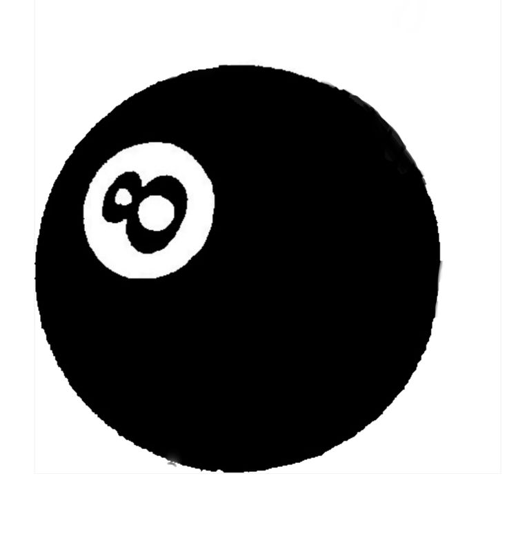 a black and white image of a pool ball with the letter o in it's center