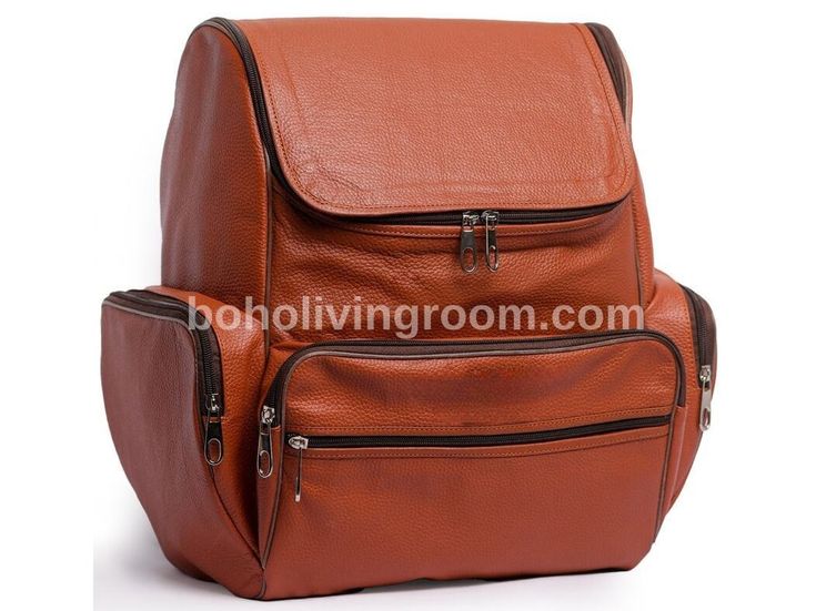 A versatile brown leather backpack, perfect for daily use and travel. Spacious, stylish, and durable, it's the ideal accessory for him or her. Western Style Interior, Brown Leather Backpack, Cowhide Rugs, Boho Living, Boho Living Room, Stylish Accessories, Everyday Look, Leather Backpack, Inside Pocket