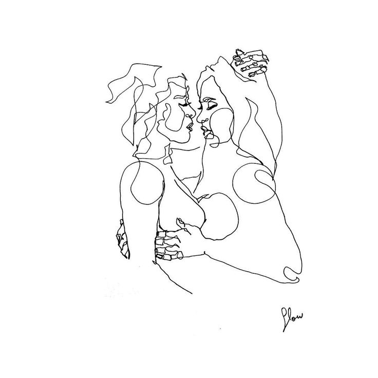 a black and white drawing of two people hugging