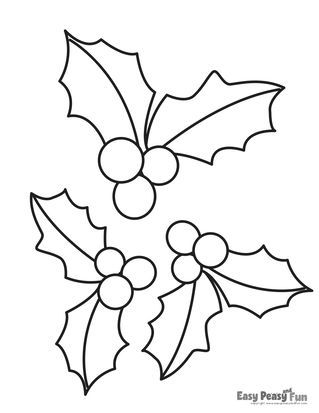 holly berry plant with leaves and berries coloring page