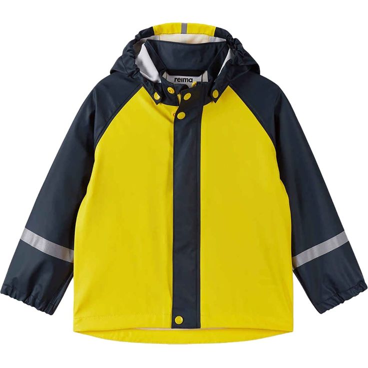 Rainy days waiting for the school bus call for the Reima Vesi Raincoat. This casual rain jacket boasts fun style, waterproof protection, and easily detachable hood to keep little ones safe and sound from the elements. Hooded Fall Raincoat For Playtime, Fall Raincoat With Fleece Lining For Rainy Weather, Hooded Raincoat With Fleece Lining For Rainy Weather, Yellow Waterproof Nylon Windbreaker, Waterproof Yellow Nylon Windbreaker, Fall School Outerwear With Adjustable Hood, Fall Outerwear With Adjustable Hood For School, Nylon Raincoat With Fleece Lining For Rainy Weather, Waterproof Winter Outerwear For Playtime