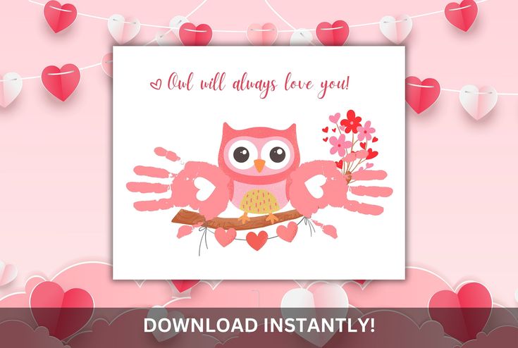 valentine card with an owl sitting on a branch