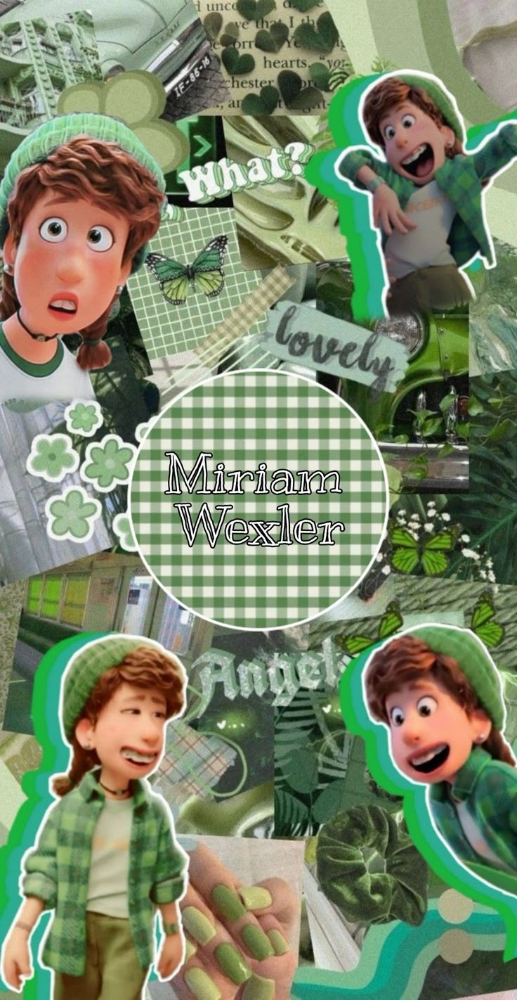 a collage of cartoon characters with the words nirvana and an image of a boy in green