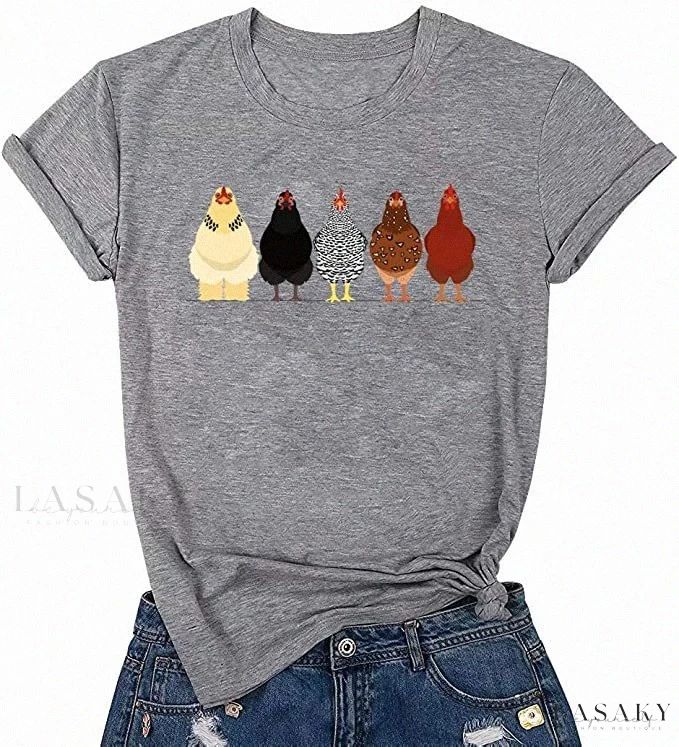 Lasaky - Laid-Back Farm Fresh Fashion Fusion Country Casual, Chicken Shirts, Loose Pullover, Womens Tops Summer, Comfort Wear, Round Neck Tops, Fashion Line, Cute Tshirts, Casual Tee