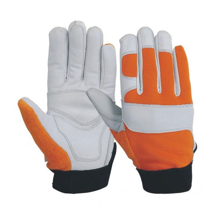 an orange and white pair of gloves