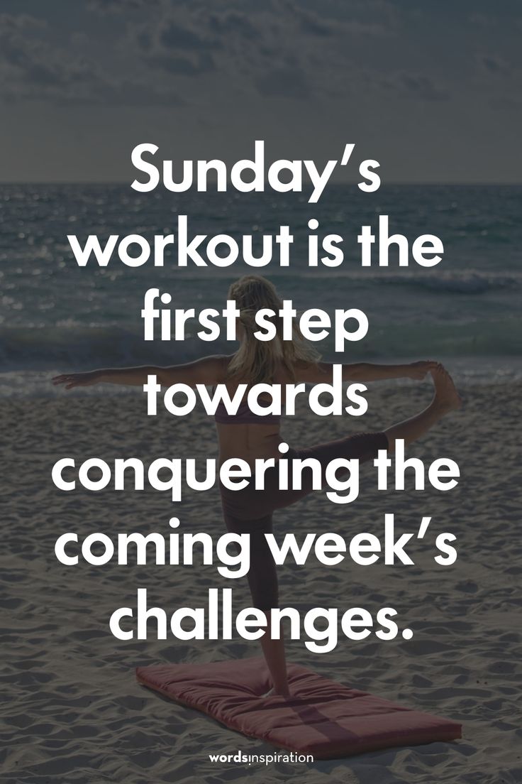 a person standing on a surfboard with the words sunday's workout is the first step towards conquering the coming week's challenges