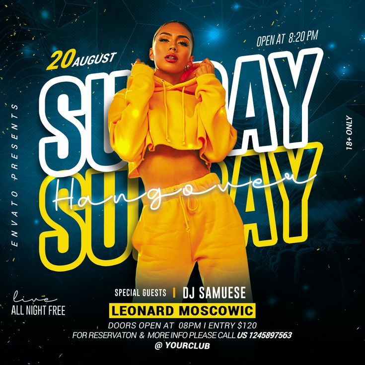 an event flyer with a woman in yellow clothes and the words, saturday sup day