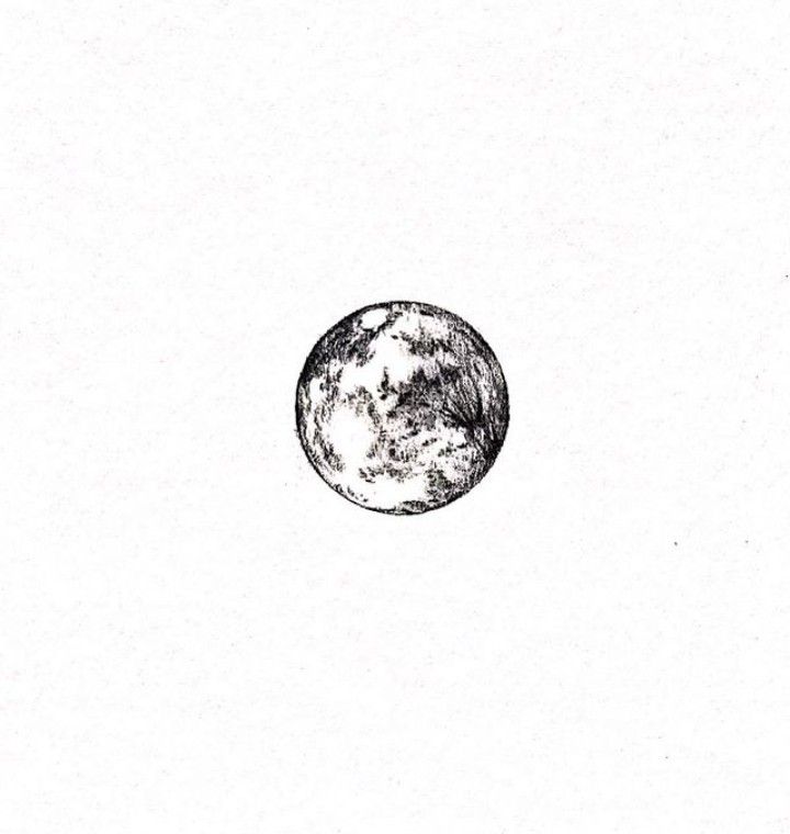 an ink drawing of the earth as seen from space