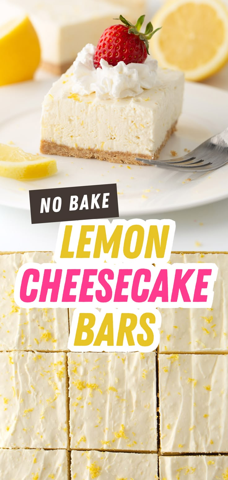 no bake lemon cheesecake bars on a plate