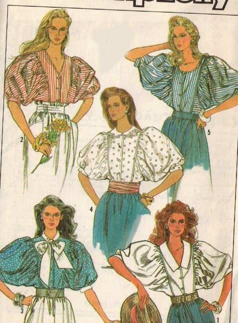 women's blouses and dresses in different styles, from the 1960s to 1970