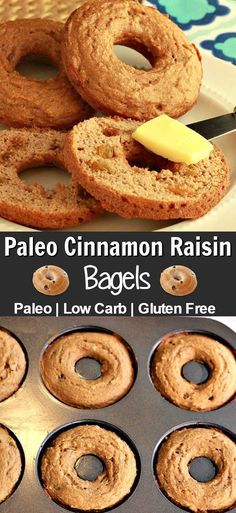 baked bagels with cinnamon raisin and butter in the middle