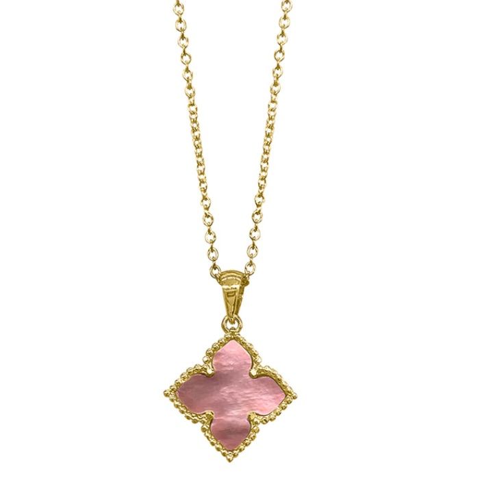 Adornia 14k Gold Plated Pink Mother-Of-Pearl Quatrefoil Necklace New With Tags 14k Yellow Gold Plated Brass Lobster Lock 16mm X 16mm Pendant 16-18" Adjustable Chain Clover Flower Elegant Pink Gold Necklace With Flower Pendant, Elegant Pink Gold Flower Pendant Necklace, Elegant Pink Necklace For Formal Occasions, Elegant Pink Necklace For Formal Events, Luxury Pink Pendant Necklace, Luxury Pink Necklace With Pearl Pendant, Luxury Pink Necklace For Gift, Elegant Pink Necklace, Classic Pink Pendant Necklace