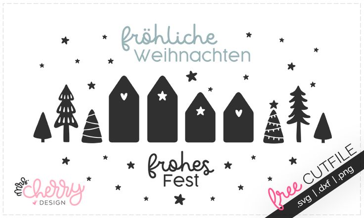 a christmas scene with trees, stars and the word merry written in german on it