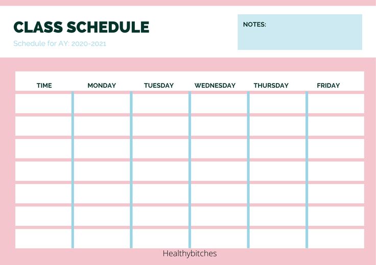 a pink and blue printable class schedule is shown in the center of this image