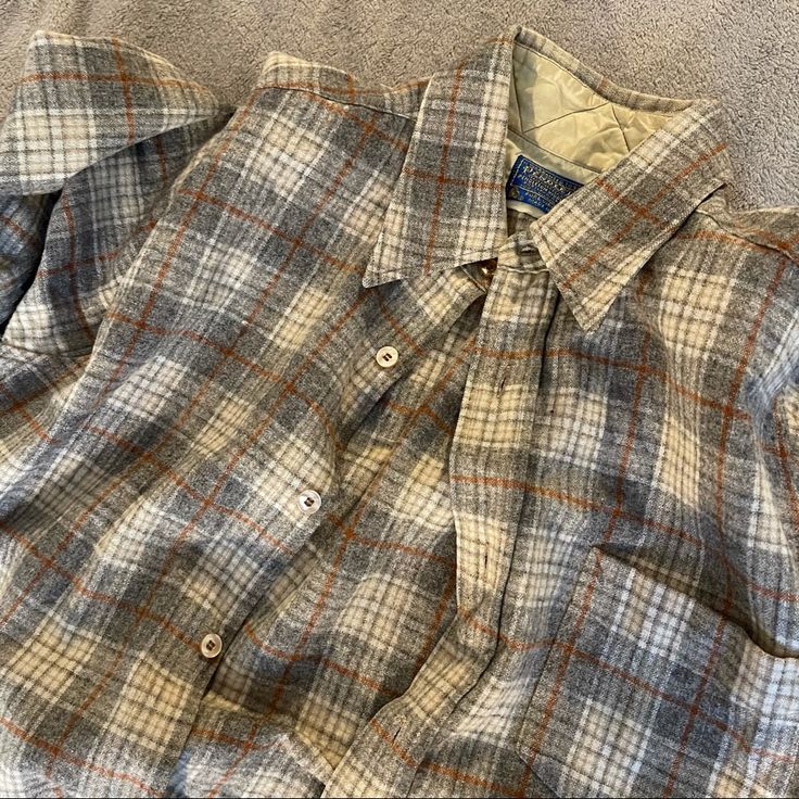 Thrifted Flannel Button Down Never Worn Since Size M Casual Wool Flannel Button-up Shirt, Wool Long Sleeve Flannel Shirt With Button Closure, Casual Plaid Wool Top, Casual Plaid Wool Shirt, Button Down Shirts, Button Downs, Down Shirt, Button Down Shirt, Womens Sizes