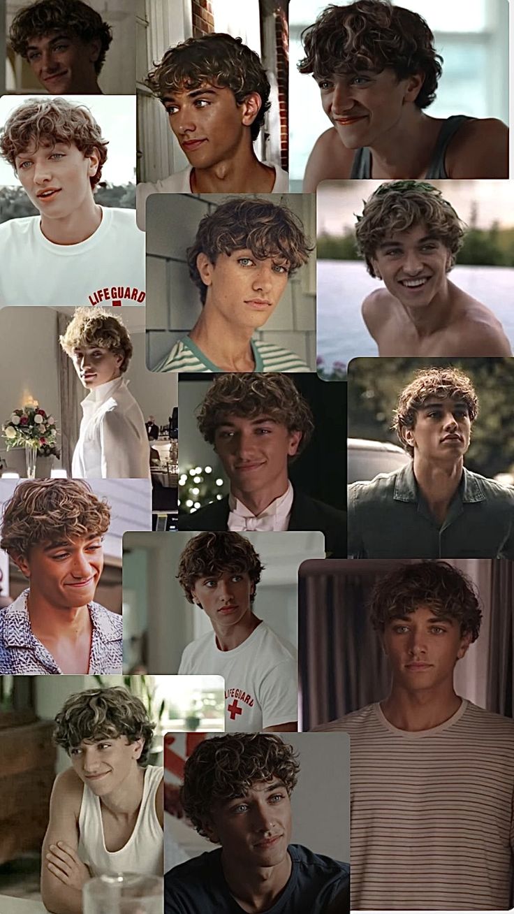 many different pictures of young men with curly hair