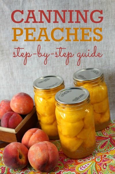 there are many jars that have peaches in them and the words canning on it