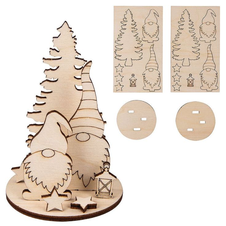 Two lovely little wooden self assembly scenes with two Gonks and a Christmas tree to add to your Christmas décor in the home.Ideal for decorating with acrylic paintsand can also be used with a clear bell dome (sold separately).Completed scene measures 8.4cm tall x 6cm wide. Christmas Wooden Decor Ideas, Wood Laser Cut Ideas, Christmas Lasercut, Christmas Wooden Decor, Wooden Self, Wood Laser Ideas, Laser Cut Decor, Laser Cut Wood Crafts, Laser Engraved Ideas