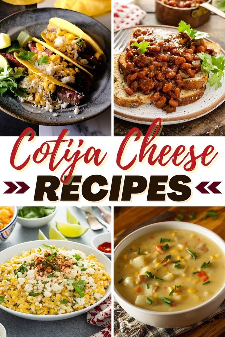 collage of photos with different types of food and text that reads cottage cheese recipes