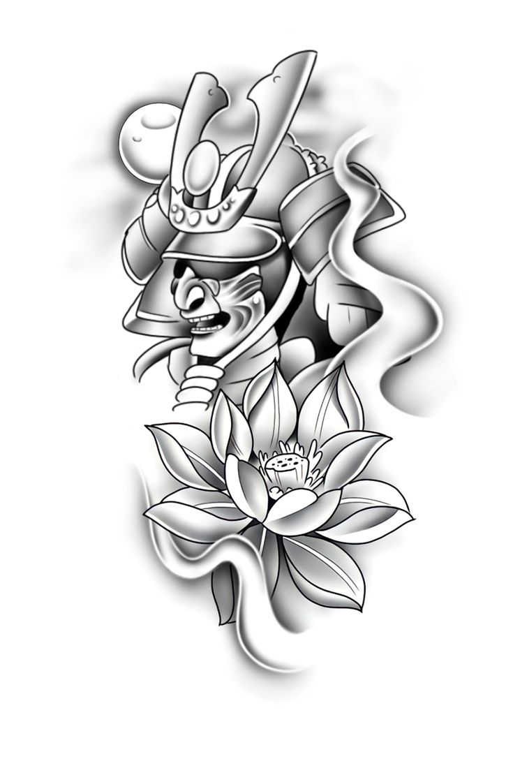 a black and white tattoo design with flowers