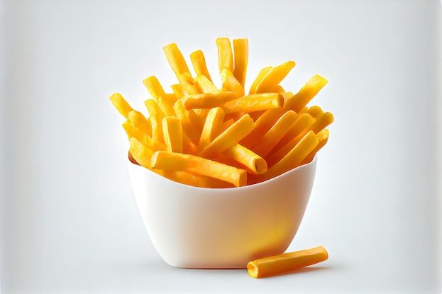 a white bowl filled with french fries on top of a table