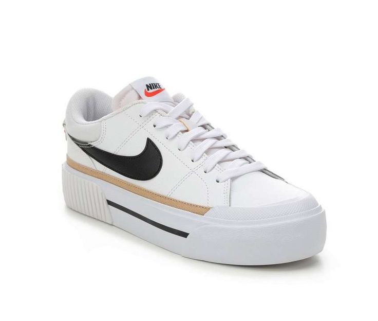 Women's Nike Court Legacy Lift Platform Sneakers Leather Thick Sole Platform Sneakers For Sports, Leather Platform Sneakers With Thick Bottom For Sports, Nike Sporty Platform Sneakers With Cushioned Footbed, Nike Platform Sneakers With Cushioned Footbed For Sports, Athleisure Low-top Platform Sneakers With Vulcanized Sole, Low-top Athleisure Platform Sneakers With Vulcanized Sole, Nike Sporty Platform Sneakers With Synthetic Material, Nike High-top Platform Sneakers With Cushioned Footbed, Nike Sporty Platform Sneakers