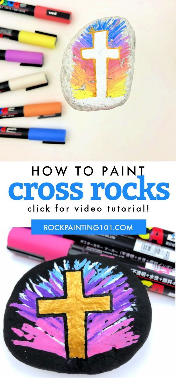 the cross painted on rocks with markers and crayons to make it look like they are