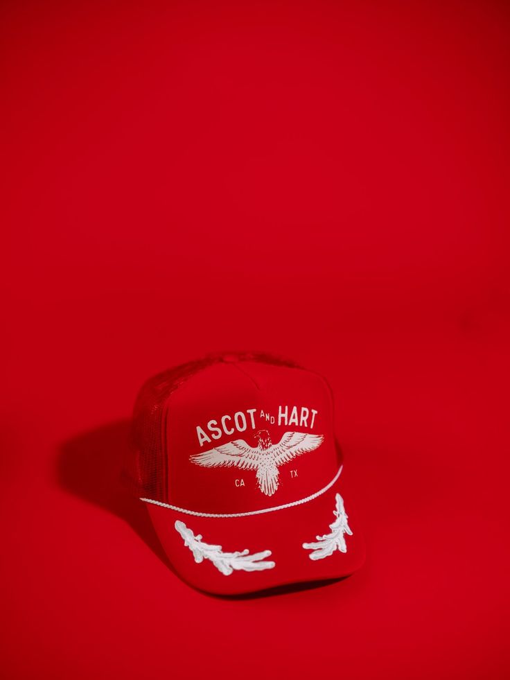 Teaching an old yet perfect, trucker hat new color tricks with the popular Ascot + Hart eagle logo trucker now available on our brand new colorful captain trucker hats! Red Ascot, Eagle Logo, Trucker Hats, New Color, Trucker Hat, Captain Hat, Projects To Try, Branding, Brand New