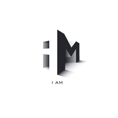 the letter m is made up of black and white letters, which appear to be folded in