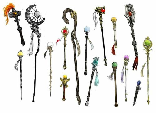 a bunch of different types of wands on a white background