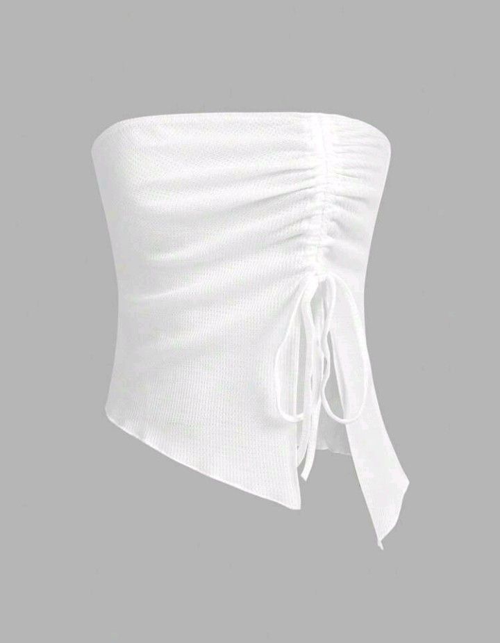 White Assymetrical Top, White Asymmetrical Top, Top Blanco Aesthetic, Tops From Shein, Cute Tube Tops, White Tube Top, Shein Clothing, Tops Shein, Shein Icon