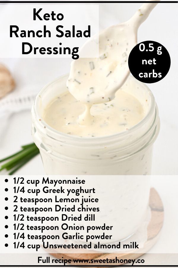 keto ranch salad dressing recipe in a mason jar